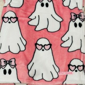 Viral Betsey Johnson Pink Plush Throw with Ghost Design